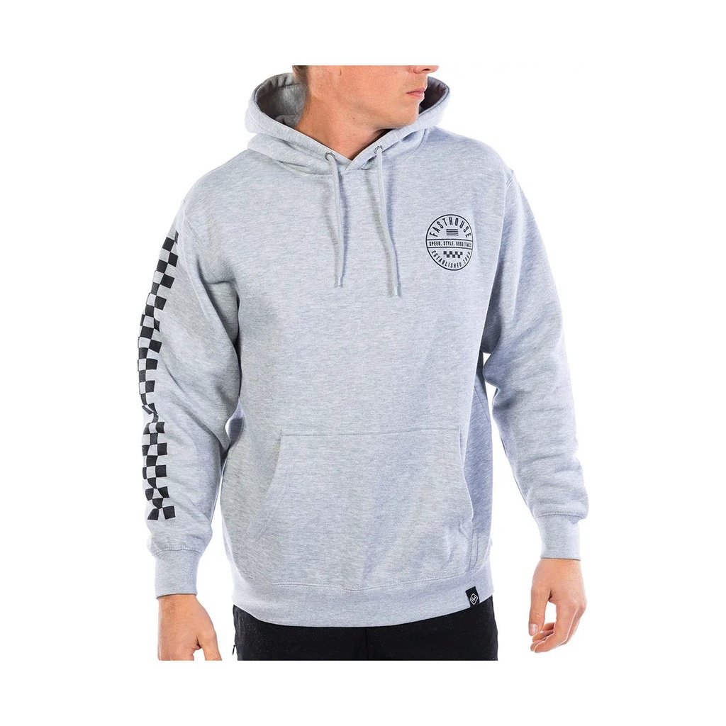[125043-70-10] Statement Hooded Pullover, Heather Gray (LG)