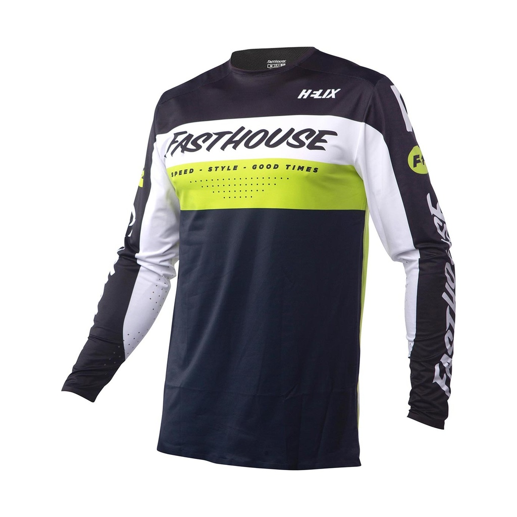 [218003-09-09] Helix Daytona LS Jersey, Black/Flo Green (MD)